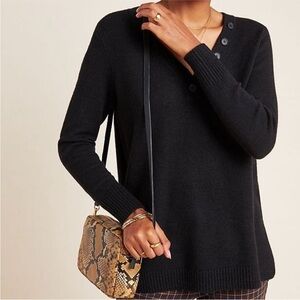 NWT Anthropologie Women’s Sweater XL Black Serena V-Neck